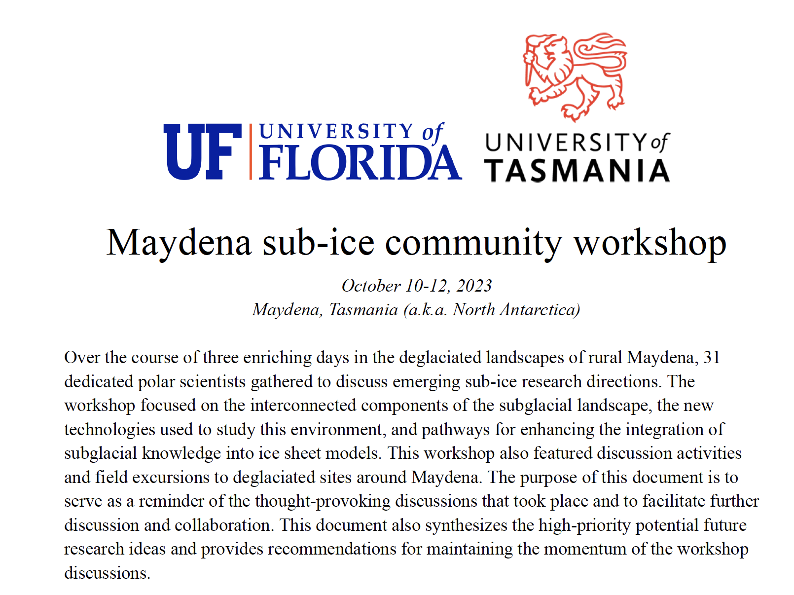 Maydena sub ice community workshop
