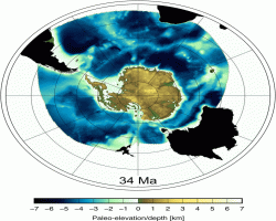 Newly combined high-resolution reconstructions of Antarctic palaeotopography and Southern Ocean palaeobathymetry for five time intervals between the Eocene–Oligocene boundary (ca. 34 Ma) and the present-day. 